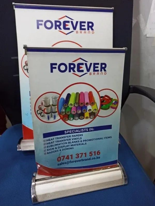 A3 & A4 Table Banners Desktop Display Reception Areas Nairobi Call WhatsApp 0119383838 Credible Point