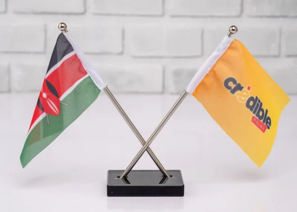 A5 Double Table Flag Stand Compact Dual Flag Display Weighted Base Nairobi Call WhatsApp 0119383838 Credible Point
