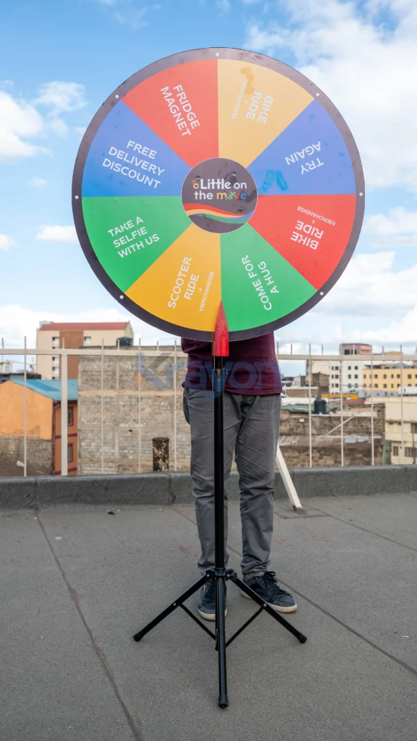 Spin Wheel 0.5M High 90CM Diameter Stand Only Branded Nairobi Call WhatsApp 0119383838 Credible Point