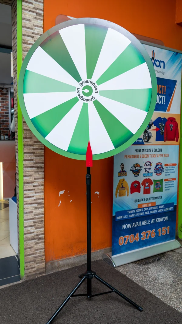 Spin Wheel 0.5M High 90CM Diameter Stand Only Branded Nairobi Call WhatsApp 0119383838 Credible Point
