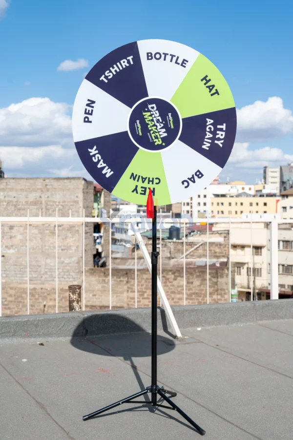 Spin Wheel 0.5M High 90CM Diameter Stand Only Branded Nairobi Call WhatsApp 0119383838 Credible Point