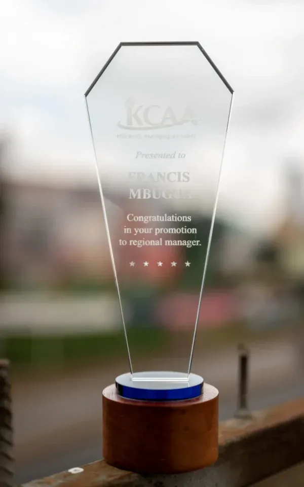 Long Glass Award Round Wooden Base Elegant Contrast Nairobi | Call / WhatsApp 0119383838 | Credible Point