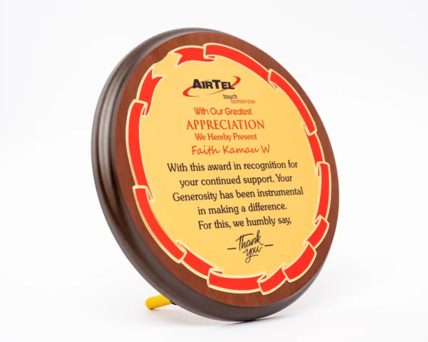 Patterned Circular Wooden Awards Gold Red Border Nairobi | Call / WhatsApp 0119383838 | Credible Point