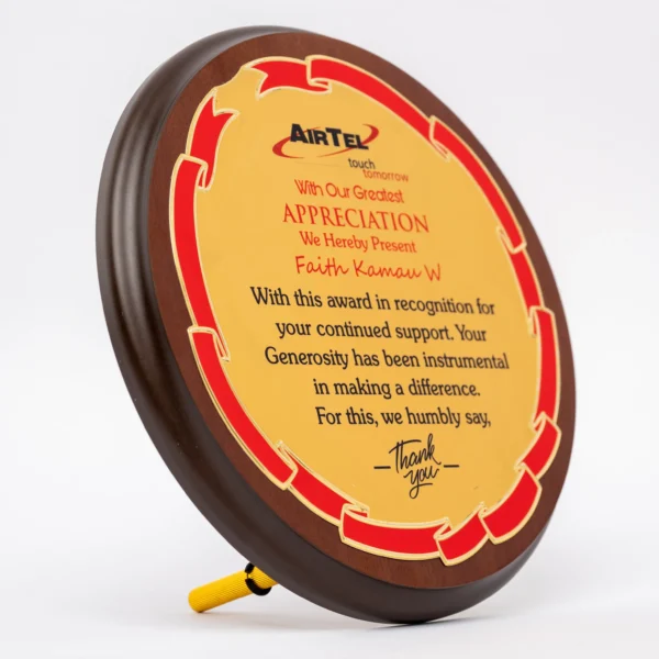 Patterned Circular Wooden Awards Gold Red Border Nairobi | Call / WhatsApp 0119383838 | Credible Point