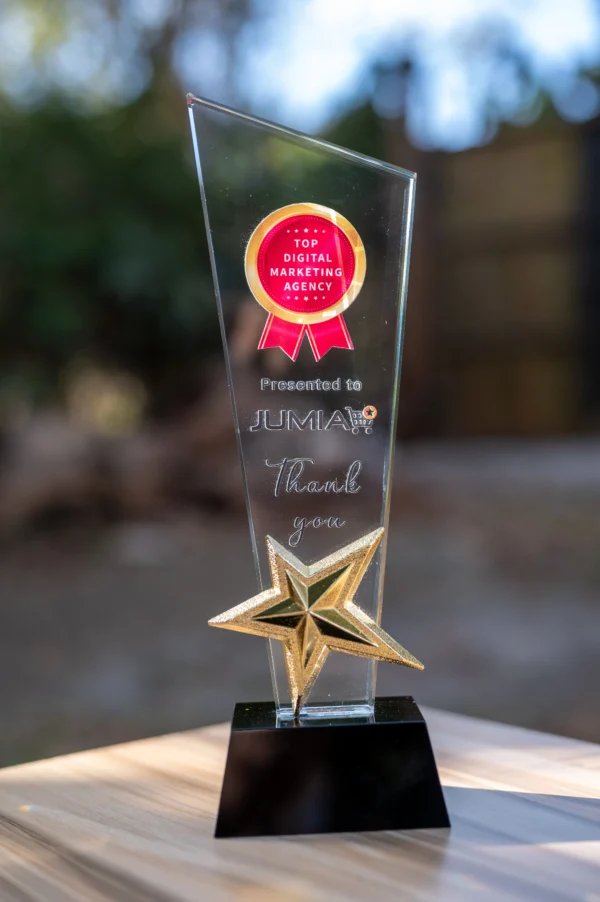 Star Awards Glass Crystal Gold Star Accent Black Base Nairobi Call WhatsApp 0119383838 Credible Point