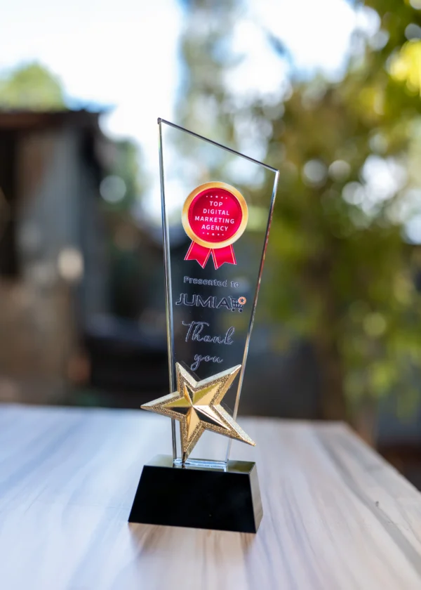 Star Awards Glass Crystal Gold Star Accent Black Base Nairobi Call WhatsApp 0119383838 Credible Point