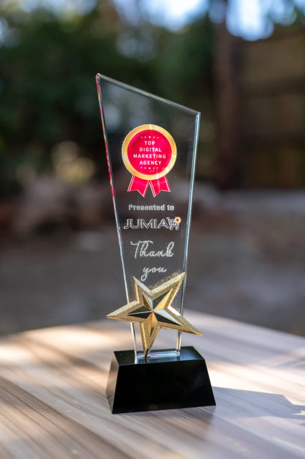Star Awards Glass Crystal Gold Star Accent Black Base Nairobi Call WhatsApp 0119383838 Credible Point