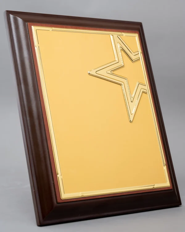 A4 Wooden Rectangular Award with Star Motif Gold Silver Nairobi | Call / WhatsApp 0119383838 | Credible Point