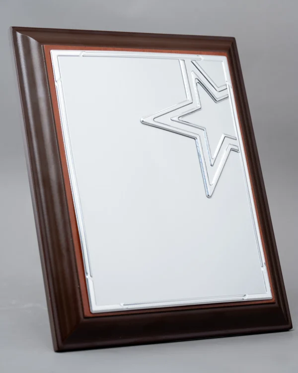 A4 Wooden Rectangular Award with Star Motif Gold Silver Nairobi | Call / WhatsApp 0119383838 | Credible Point