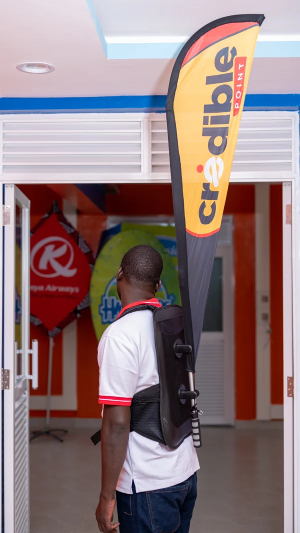 Backpack Teardrops Mobile Flag Display System Branding 1500 Nairobi Call WhatsApp 0119383838 Credible Point