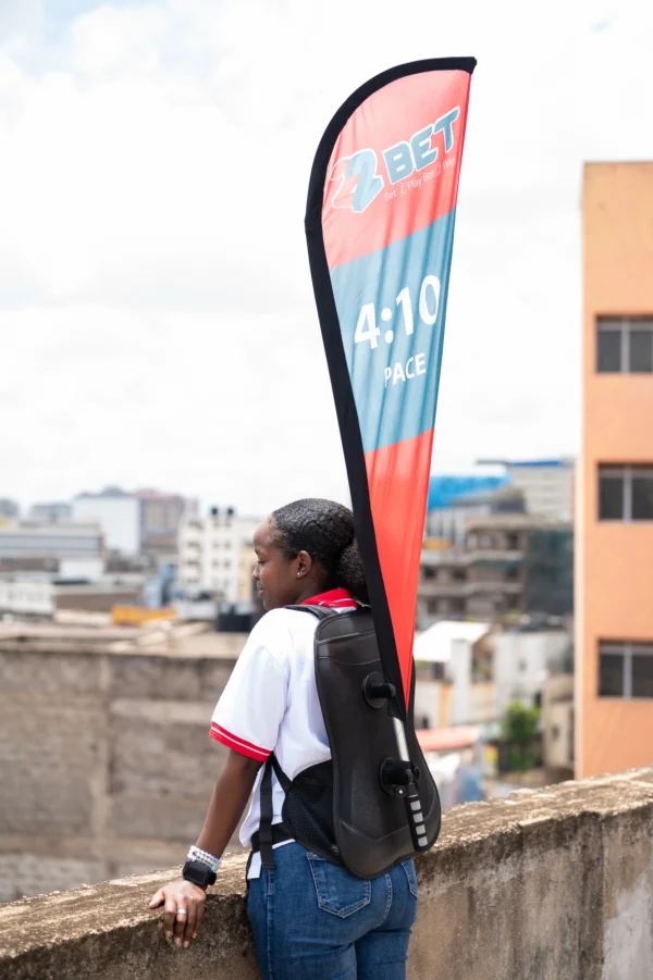 Backpack Teardrops Mobile Flag Display System Branding 1500 Nairobi Call WhatsApp 0119383838 Credible Point