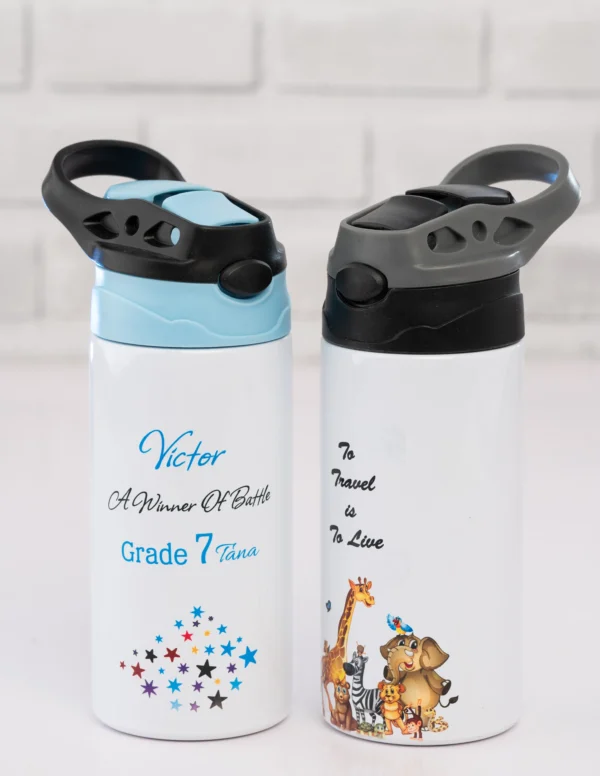 Kids Flask 350ml Double Wall Straw Lid Blue Pink Green Orange Yellow Black Nairobi | Call / WhatsApp 0119383838 | Credible Point