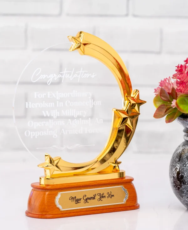 Stellar Arc Gold Trophy 5-Stars Award Wooden Base Nairobi Call WhatsApp 0119383838 Credible Point