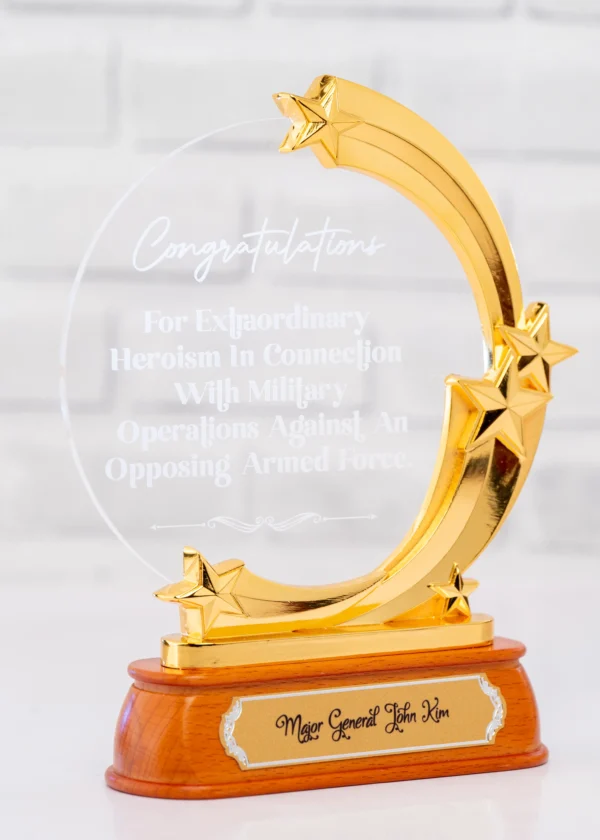 Stellar Arc Gold Trophy 5-Stars Award Wooden Base Nairobi Call WhatsApp 0119383838 Credible Point