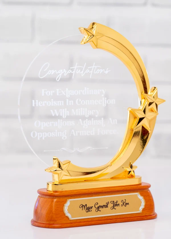 Stellar Arc Gold Trophy 5-Stars Award Wooden Base Nairobi Call WhatsApp 0119383838 Credible Point