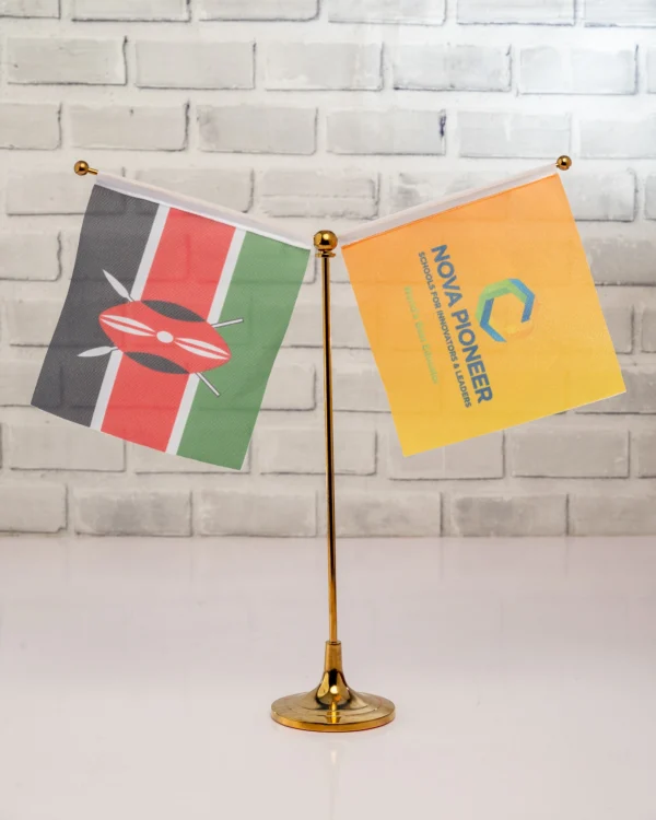 Twin Flag Pole Stand A3 Y-Shaped Gold Desktop Flag Holder Nairobi | Call / WhatsApp 0119383838 | Credible Point