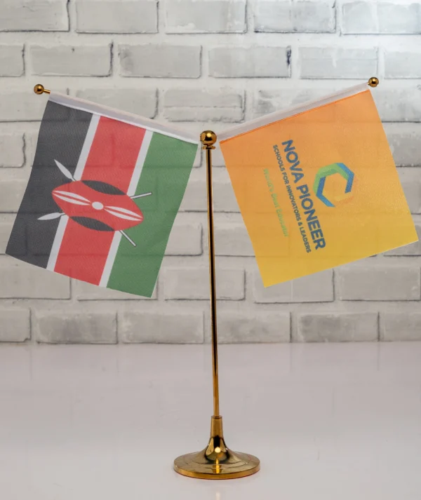 Twin Flag Pole Stand A3 Y-Shaped Gold Desktop Flag Holder Nairobi | Call / WhatsApp 0119383838 | Credible Point