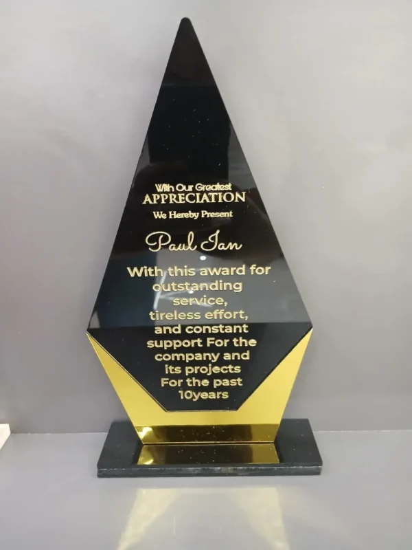 Affordable Black & Gold Diamond-Shaped Acrylic Award Nairobi Call WhatsApp 0119383838 Credible Point