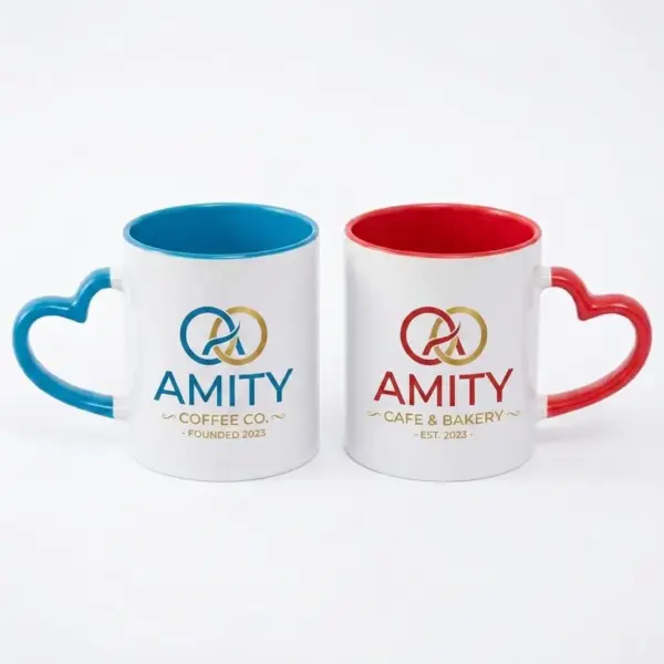Branded Two Tone Love Handle Mug – Custom Heart Handle Mug with Coloured Rim Nairobi KSh 330 Credible Point