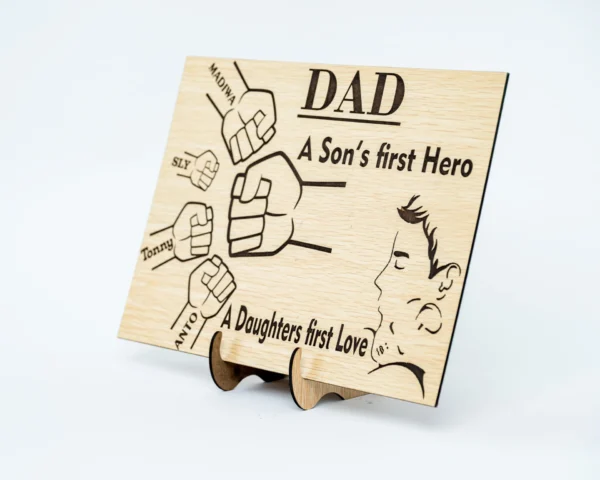Custom rectangular wooden plaque for Dad in Nairobi Kenya by Credible Point