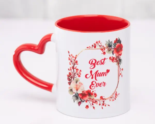 Branded Red Two Tone Love Handle Mug – Custom Heart Handle Mug with Red Rim Nairobi KSh 330 Credible Point